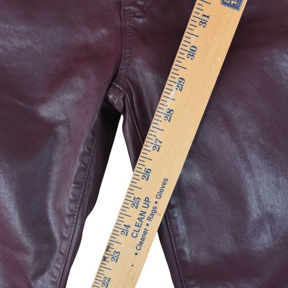 AG Legging Ankle Pants 25R Coated Waxed Jeans Ox Blood Red Skinny Super Sleek - Picture 8 of 10